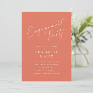 Elegant Dusty Orange Script Engagement Party Invitation