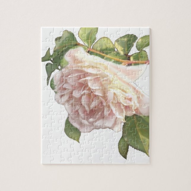 Elegant dusty peachy orange white floral rose jigsaw puzzle (Vertical)