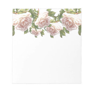 Elegant dusty peachy orange white floral rose notepad