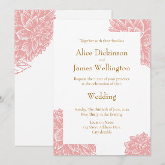Elegant Dusty Pink and Gold Floral Wedding Invitation
