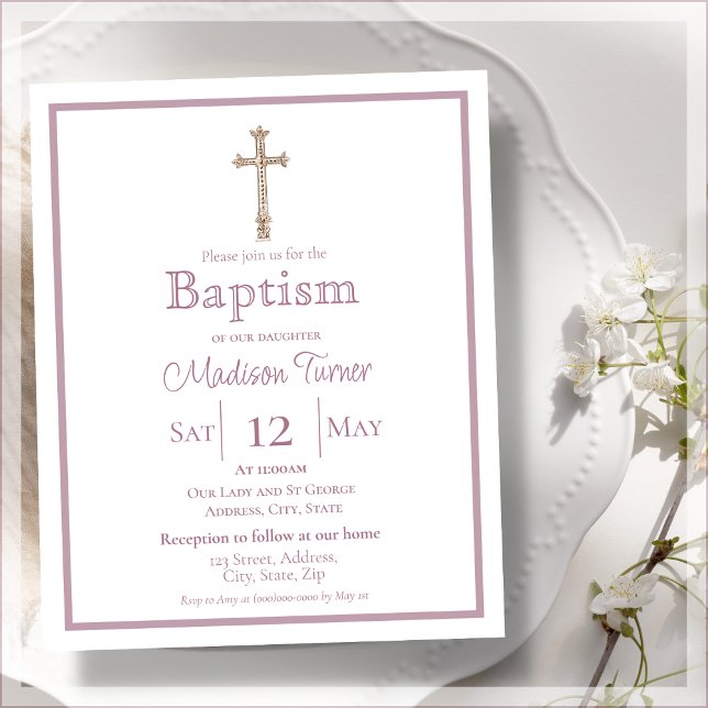 Elegant Dusty Pink | Baptism Invitation (Creator Uploaded)