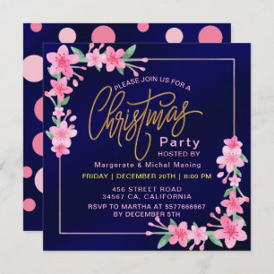 Elegant Dusty Pink Boho Wildflower Christmas Invitation