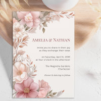Elegant Dusty Pink Cream Magnolia Floral Wedding
