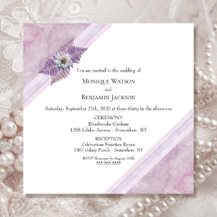 Elegant Dusty Pink Floral and Marble Wedding Invitation