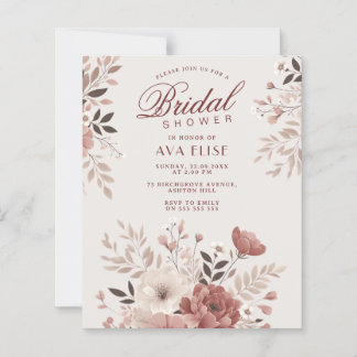 Elegant Dusty Pink Floral Budget Bridal Shower