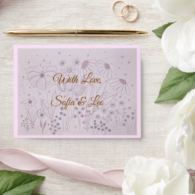 ​Elegant Dusty Pink Floral Wedding Envelope (Wedding)