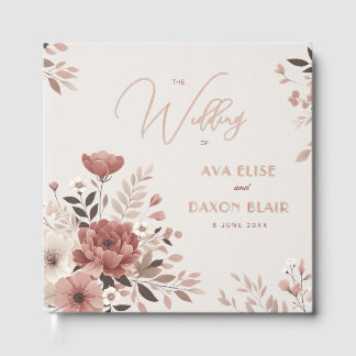 Elegant Dusty Pink Floral Wedding Guest Book