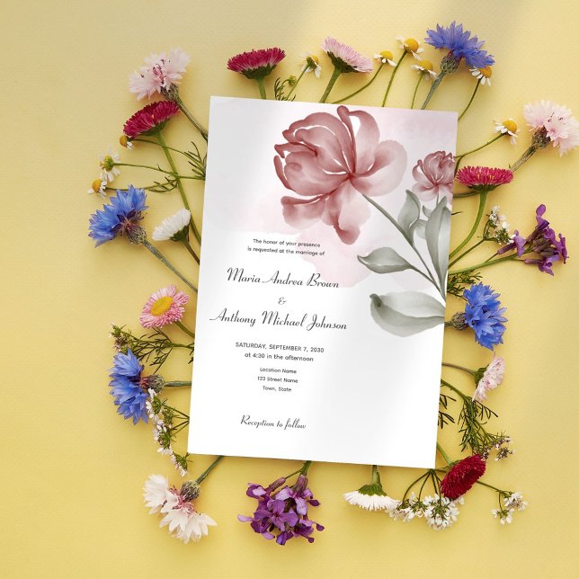 Elegant Dusty Pink Floral Wedding Invitation (Creator Uploaded)