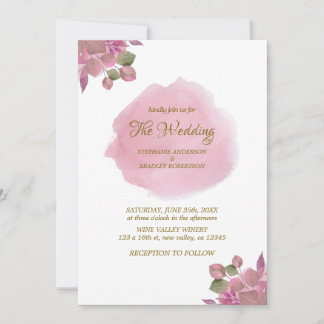 Elegant Dusty Pink Floral Wedding Invitation