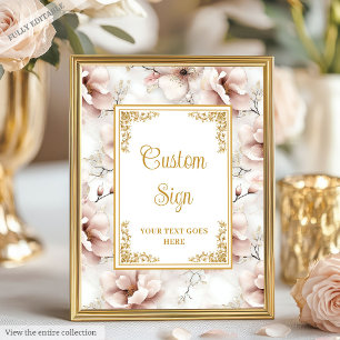 Elegant dusty pink flowers gold wedding custom  poster