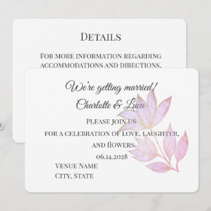 Elegant Dusty Pink Grey Hand-Drawn Floral Wedding Invitation