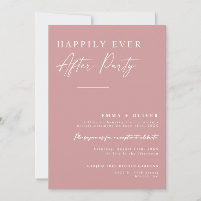 Elegant Dusty Pink Happily Ever After QR Code  Invitation (Front)