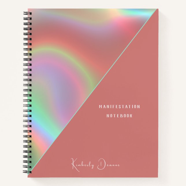 Elegant Dusty Pink Holographic Notebook (Front)