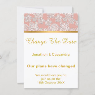 ELEGANT DUSTY PINK LACE GOLD CHANGE THE DATE