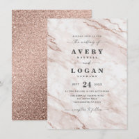 Elegant Dusty Pink Marble & Glitter Wedding