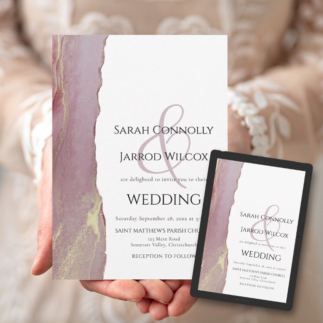 Elegant Dusty Pink Mauve Lilac Wedding Invitation (Creator Uploaded)
