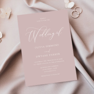 Elegant Dusty Pink Modern Wedding Invitation
