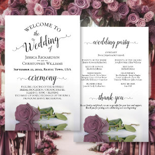 Elegant Dusty Pink Rose Budget Wedding Program