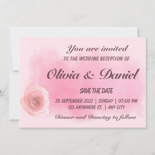 Elegant dusty pink rose floral wedding invitation
