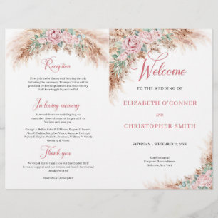 Elegant Dusty Pink Roses Pampas grass and greenery