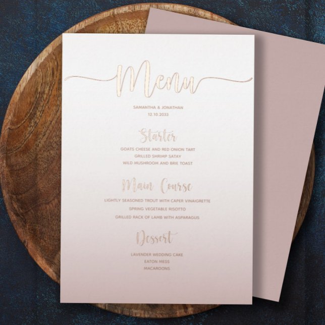 Elegant Dusty Pink Simple Wedding Dinner Menu (Creator Uploaded)