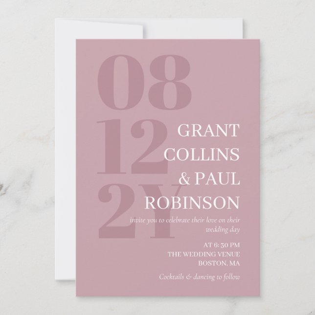 Elegant Dusty Pink Typography Invitation (Front)