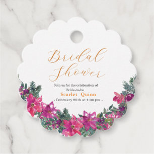 Elegant dusty pink watercolor Floral bridal bunch Favour Tags