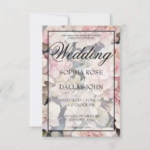 Elegant dusty pink watercolor floral Wedding Invitation