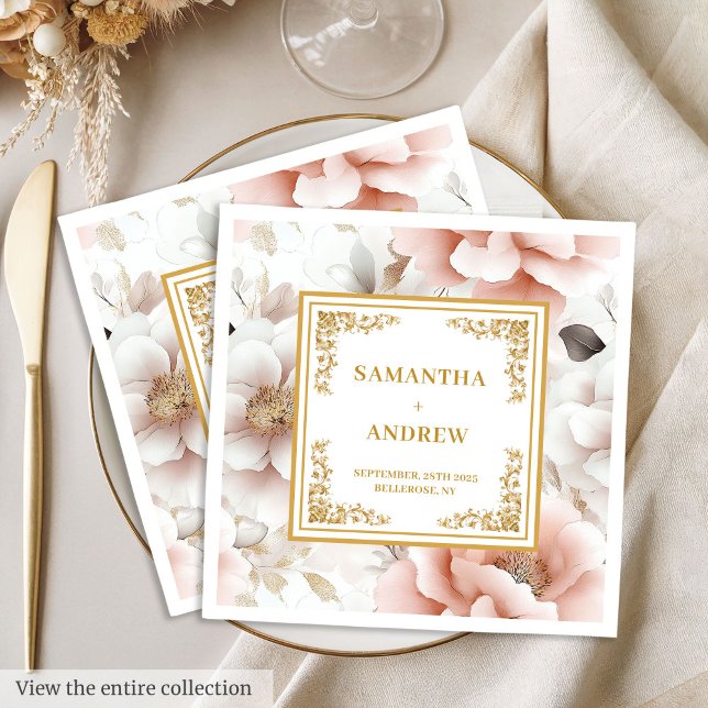 Elegant dusty pink watercolor wedding napkins (Elegant dusty pink watercolor wedding napkins)