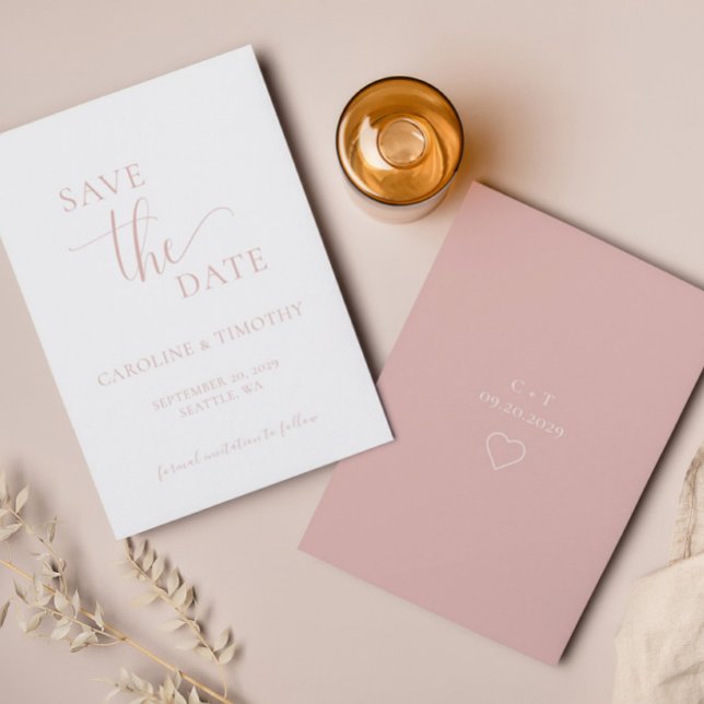 Elegant Dusty Pink Wedding Save The Date Card (Creator Uploaded)