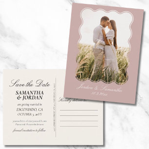 Elegant Dusty Pink Wedding Save the Date Postcard