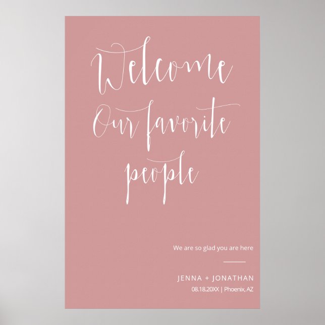 Elegant Dusty Pink Welcome Wedding Cermony Sign (Front)
