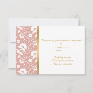 ELEGANT DUSTY PINK WHITE LACE CUSTOM RSVP CARD