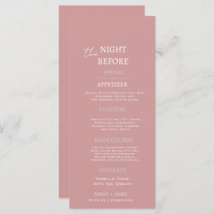 Elegant Dusty Pink White Rehearsal Dinner Wedding  Menu