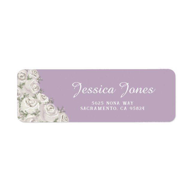 Elegant Dusty Pink With White Rose Return Address  (Front)
