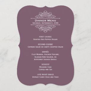 Elegant Dusty Plum Wedding Monogram Dinner Menu
