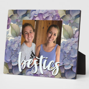 Elegant dusty purple blue watercolor hydrangeas plaque