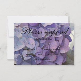 Elegant dusty purple blue watercolor hydrangeas RSVP card