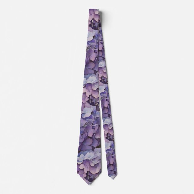 Elegant dusty purple blue watercolor hydrangeas  tie (Front)