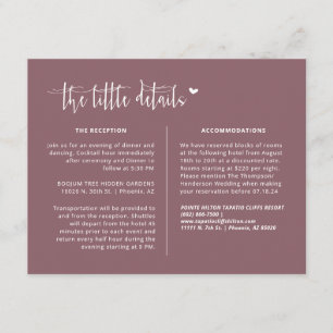 Elegant Dusty Purple Boho Wedding Details QR Code Enclosure Card