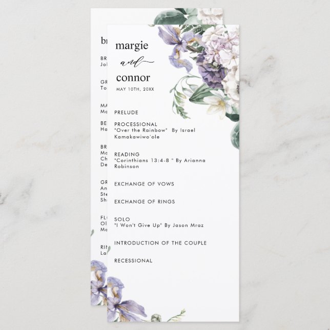 Elegant Dusty Purple Floral Wedding Program (Front/Back)