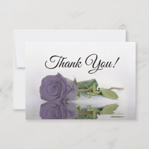Elegant Dusty Purple Mirrored Rose Simple Wedding Thank You Card