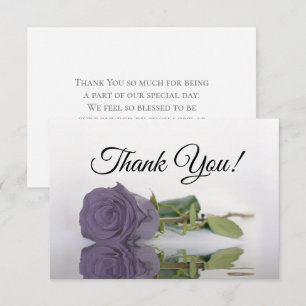 Elegant Dusty Purple Mirrored Rose Simple Wedding Thank You Card