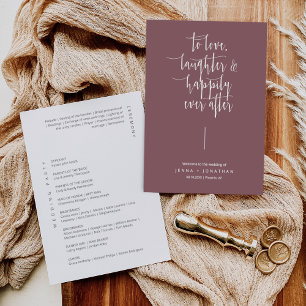 Elegant Dusty Purple Modern Minimal Script Wedding Programme