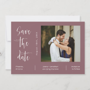 Elegant Dusty Purple QR Code Photo Save the Date Invitation
