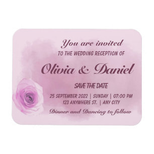 Elegant dusty purple rose floral wedding magnet