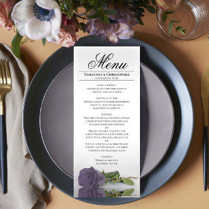 Elegant Dusty Purple Rose Reflections Wedding Menu