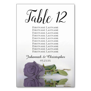 Elegant Dusty Purple Rose Seating Chart Wedding Table Number