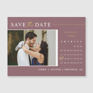 Elegant Dusty Purple Save the Date Calendar Magnet