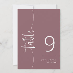 Elegant Dusty Purple Script Wedding Table Number